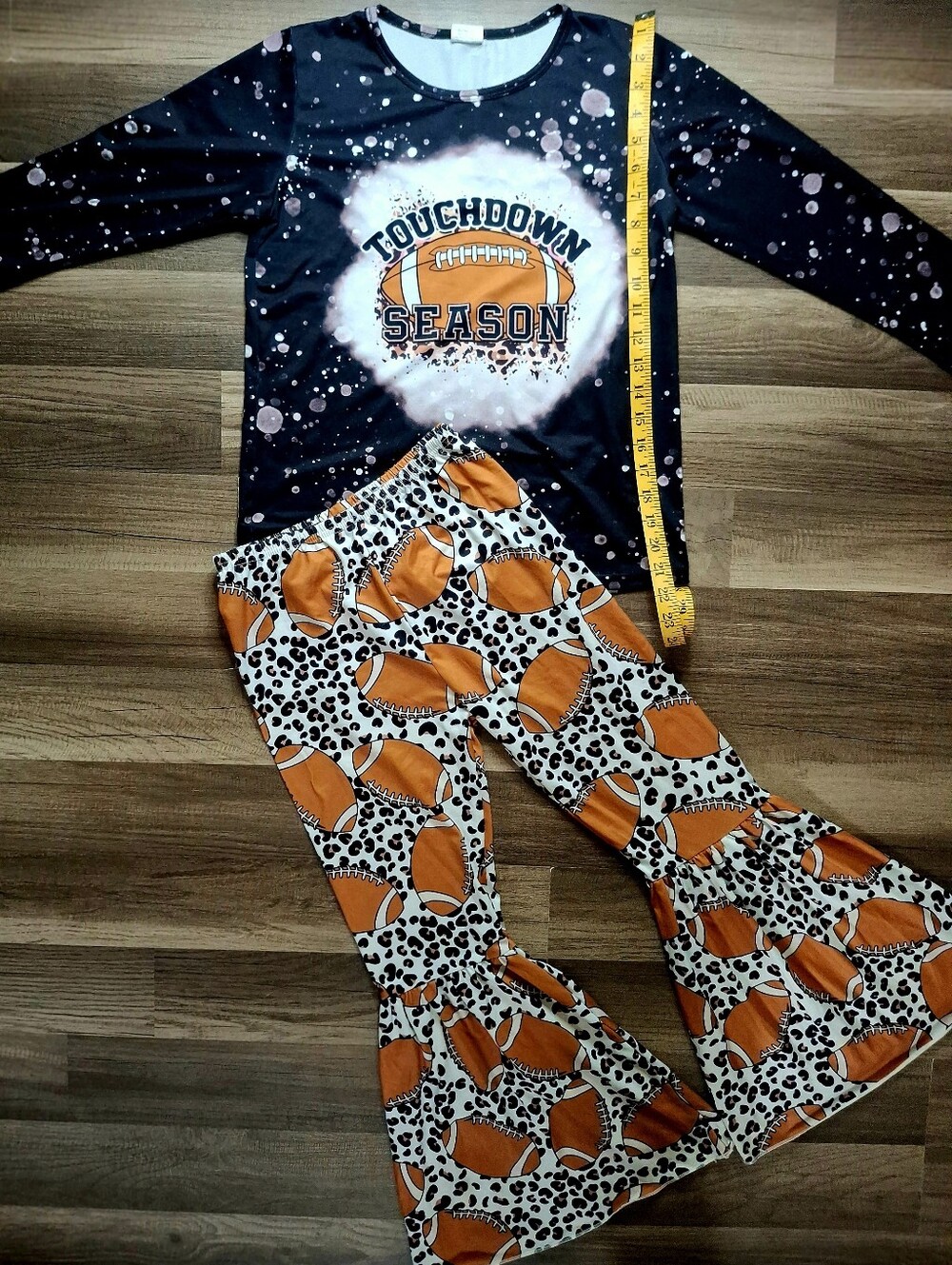 Kids Football 'Touchdown Season' Pajama Set - Black & Orange